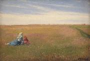 Michael Ancher A Summer Landscape with two Girls oil painting